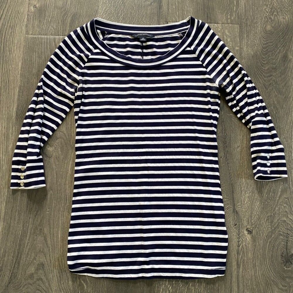 Banana Republic French Marinière‎ Tricot Navy Blue Striped Breton Shirt Top XS